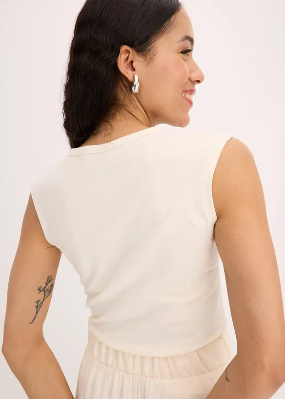 Maglia con dettaglio attorcigliato in misto cotone elasticizzato, bonprix