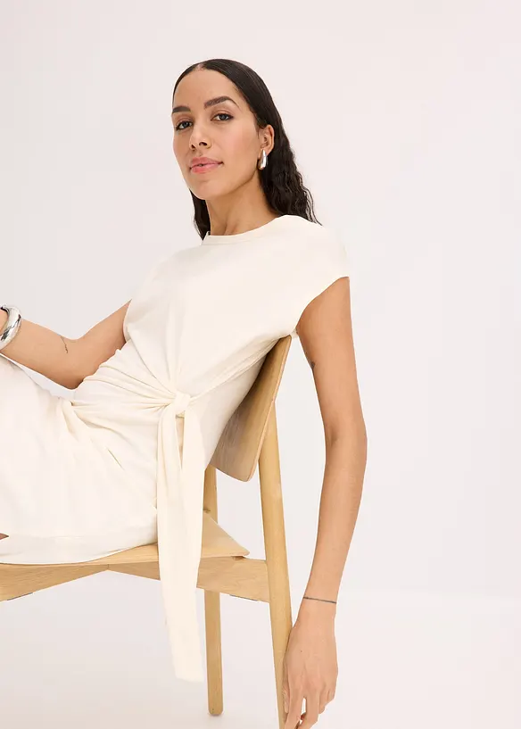 Abito di jersey in misto cotone elasticizzato con nodo al lato, bonprix