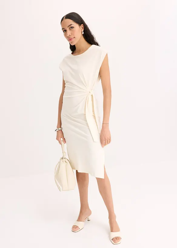 Abito di jersey in misto cotone elasticizzato con nodo al lato, bonprix