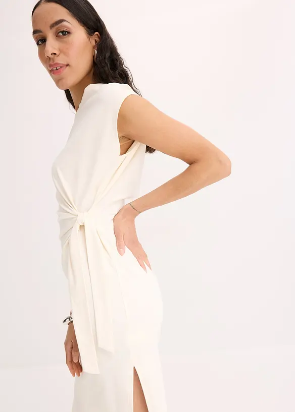 Abito di jersey in misto cotone elasticizzato con nodo al lato, bonprix
