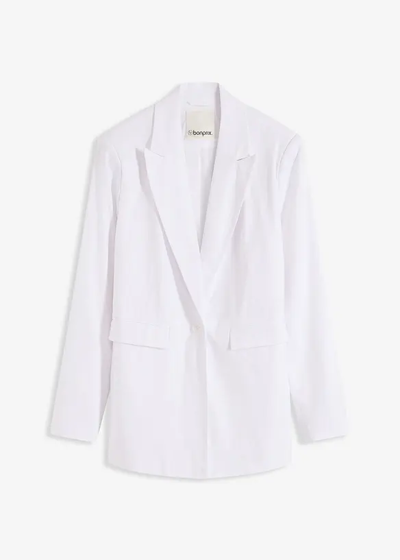 Blazer casual in misto lino con collo ampio a revers, bonprix