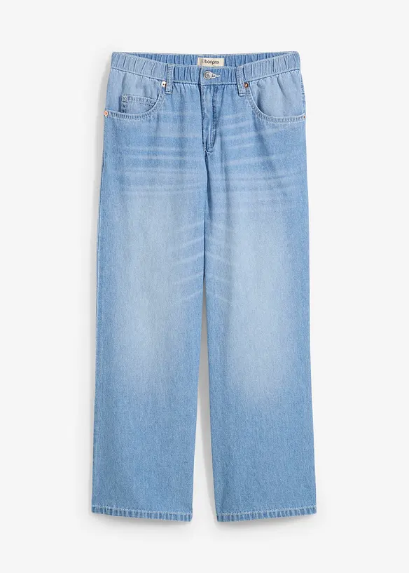 Jeans cropped straight con cinta comoda, vita media, bonprix