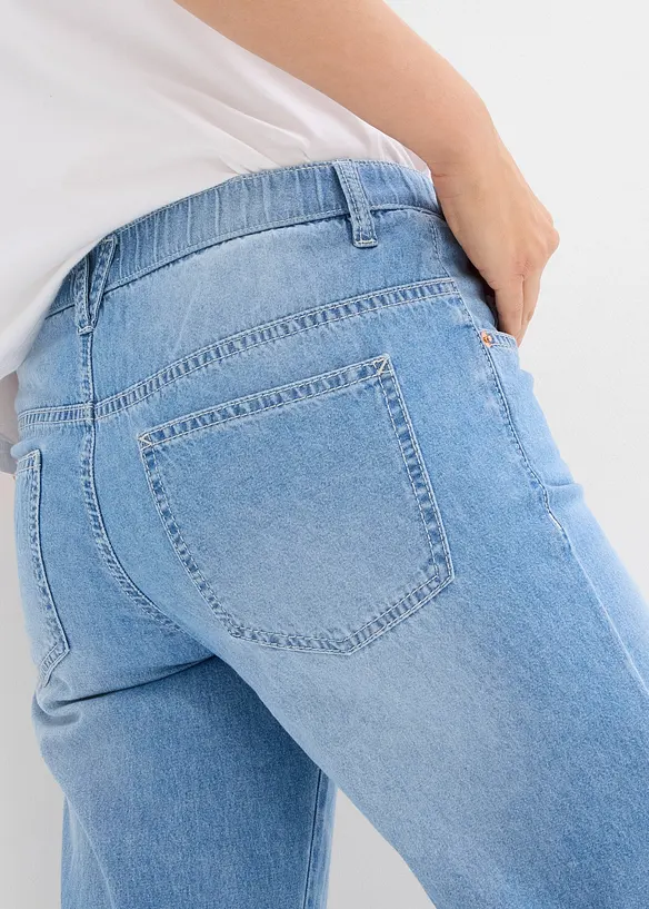 Jeans cropped straight con cinta comoda, vita media, bonprix