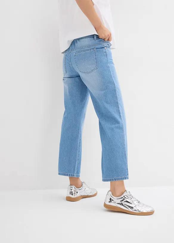 Jeans cropped straight con cinta comoda, vita media, bonprix
