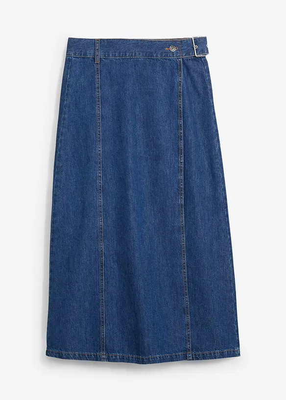 Gonna effetto portafoglio in denim morbidissimo, bonprix