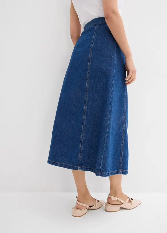 Gonna effetto portafoglio in denim morbidissimo, bonprix