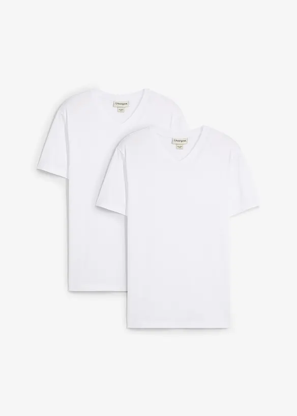 T-shirt in puro cotone biologico (pacco da 2), slim fit, bonprix