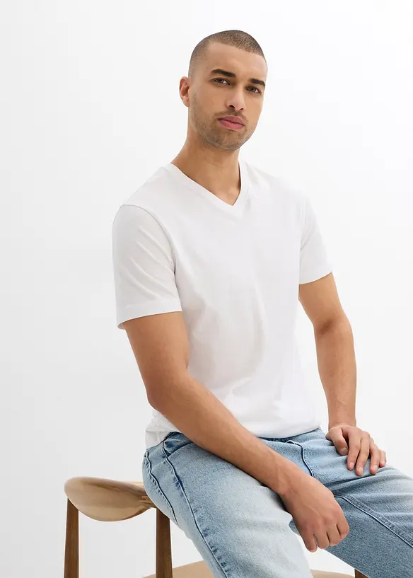 T-shirt in puro cotone biologico (pacco da 2), slim fit, bonprix