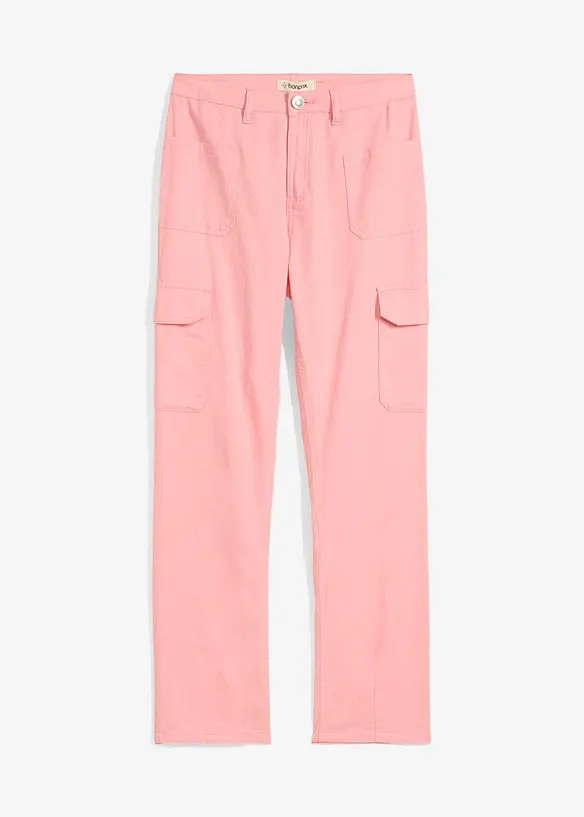 Pantaloni cargo larghi in twill, vita media, bonprix