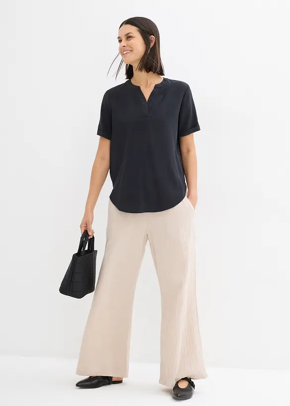 Blusa in misto viscosa fluente con maniche corte, bonprix
