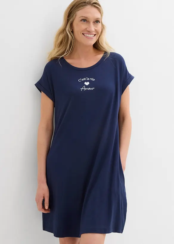 Abito di jersey con ricami in misto viscosa e elastan, bonprix