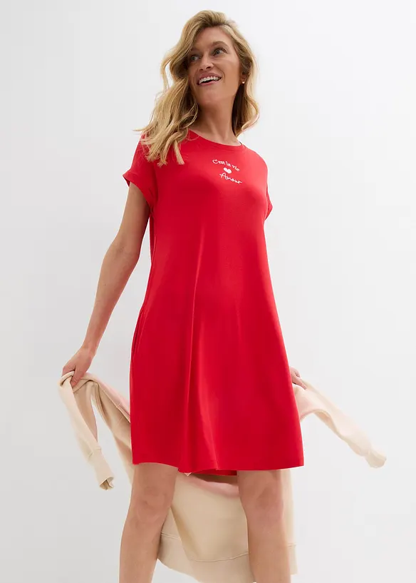 Abito di jersey con ricami in misto viscosa e elastan, bonprix
