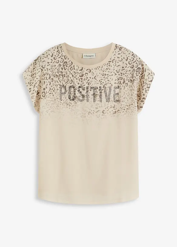 Maglia con inserto in tessuto e strass, bonprix