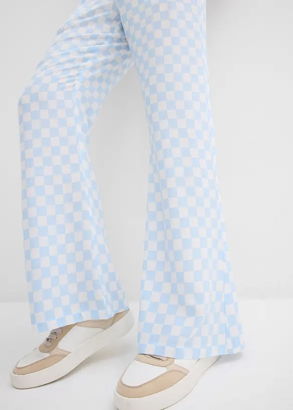 Pantaloni a palazzo a quadri in viscosa fluente, bonprix