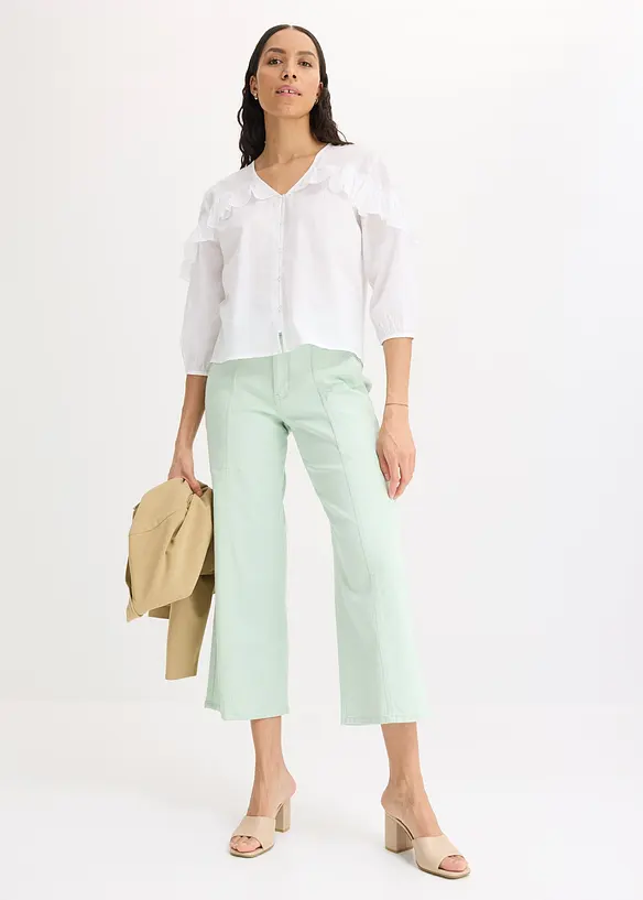 Blusa leggera con volant, bonprix