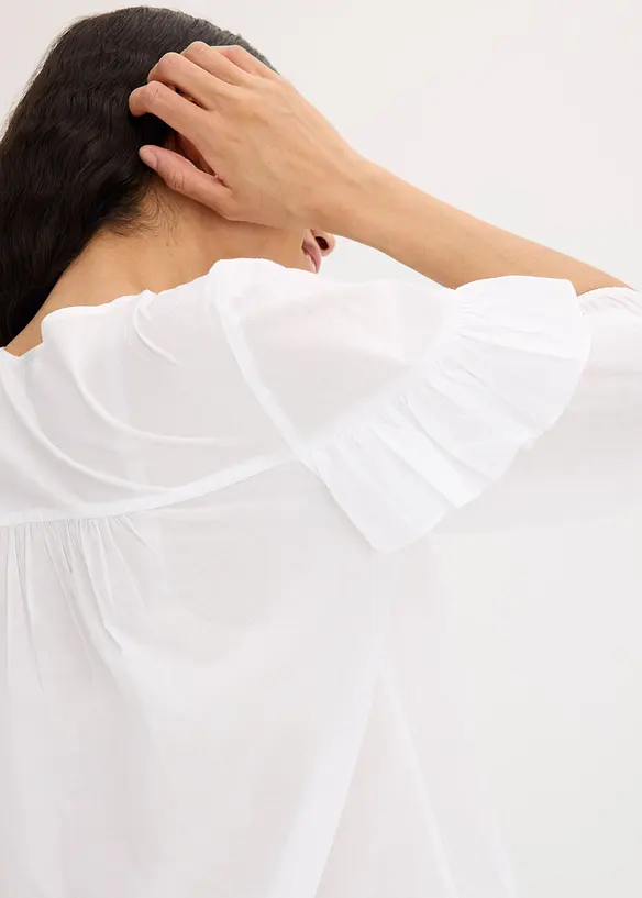 Blusa leggera con volant, bonprix