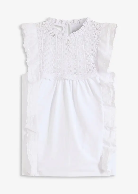 Top in jersey con ricamo traforato, bonprix
