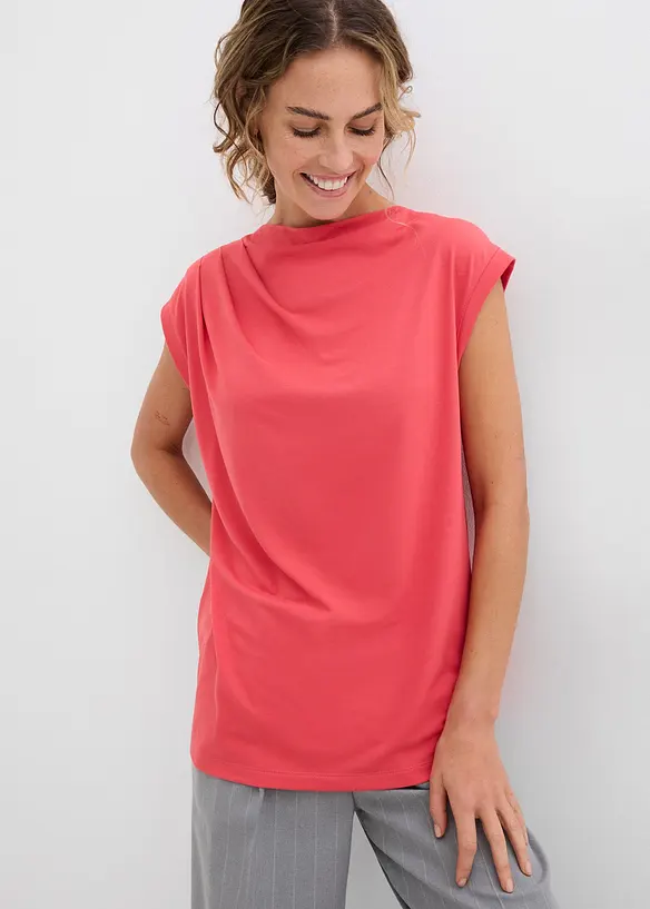 Maglia in morbido tessuto misto viscosa con scollo a cascata, bonprix