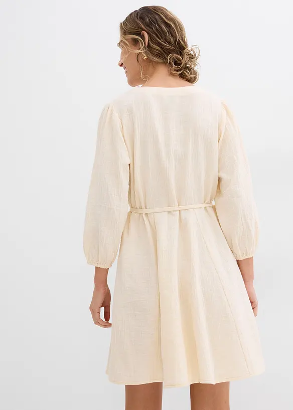 Abito in stile skater con laccetto da annodare e maniche voluminose a 3/4, bonprix