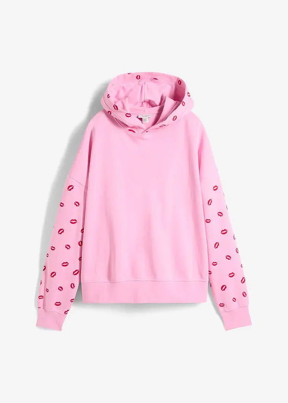 Felpa con cappuccio oversize in puro cotone biologico, bonprix