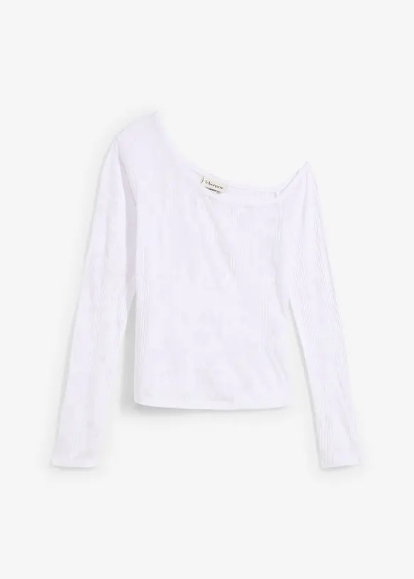Maglia monospalla con effetto devoré, bonprix
