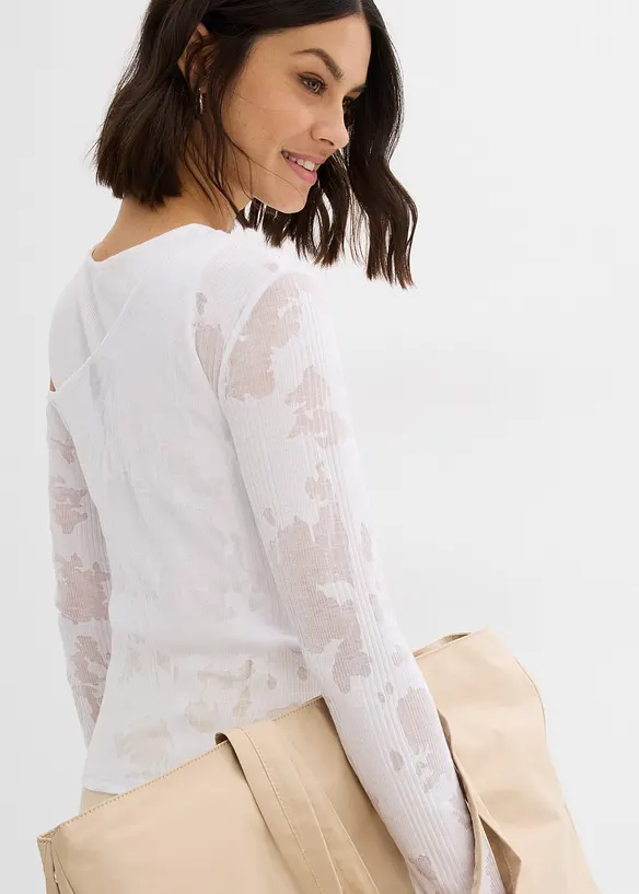 Maglia monospalla con effetto devoré, bonprix