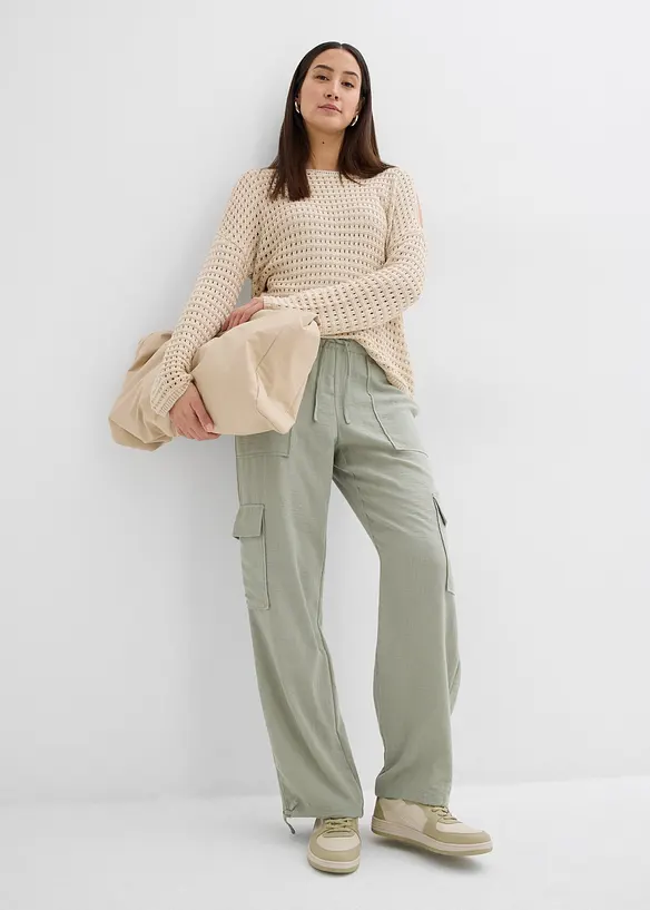 Pantaloni cargo in tessuto fluente, bonprix
