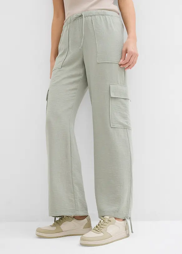 Pantaloni cargo in tessuto fluente, bonprix