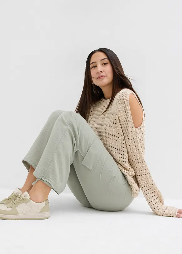 Pantaloni cargo in tessuto fluente, bonprix