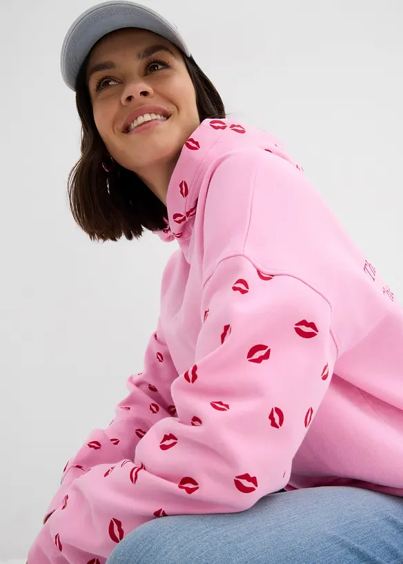 Felpa con cappuccio oversize in puro cotone biologico, bonprix
