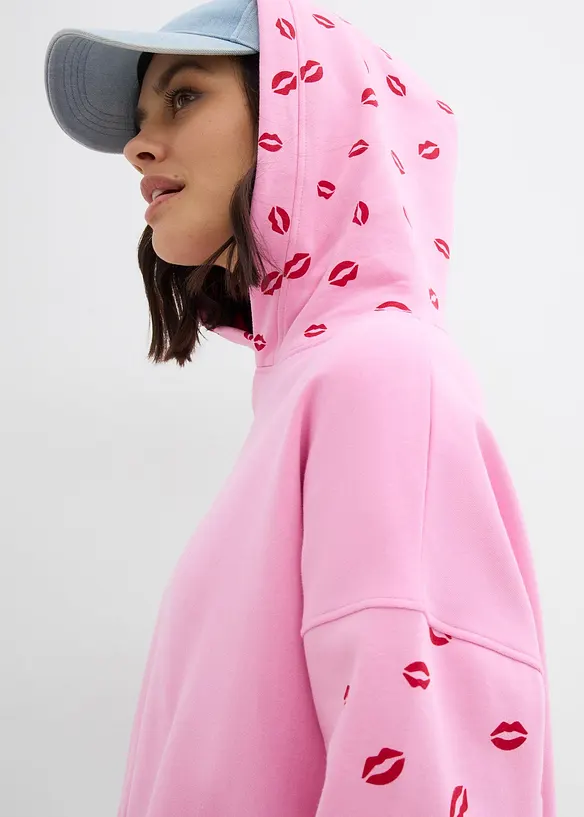 Felpa con cappuccio oversize in puro cotone biologico, bonprix