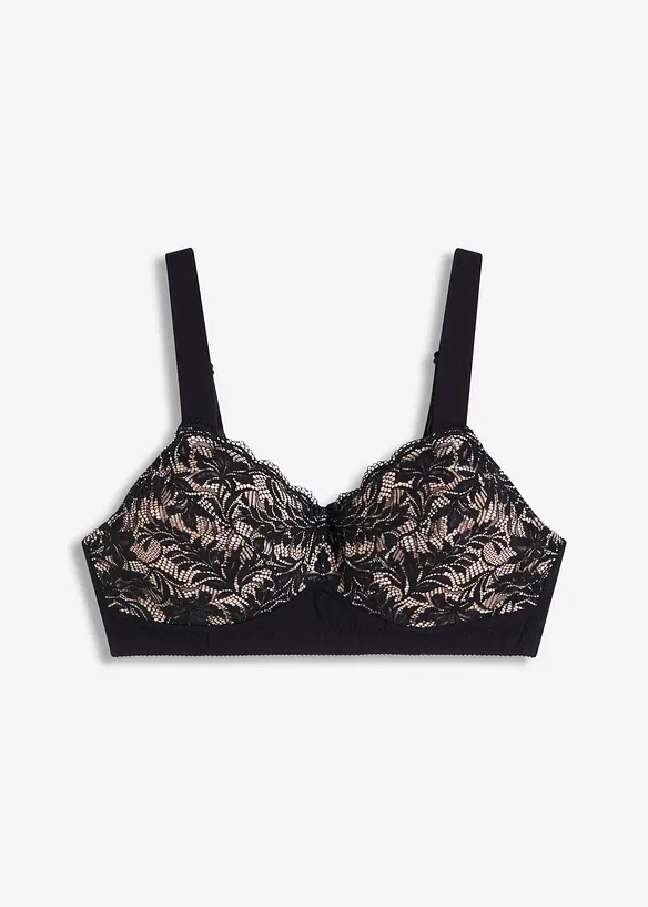 Bralette con cotone biologico e pizzo, bonprix