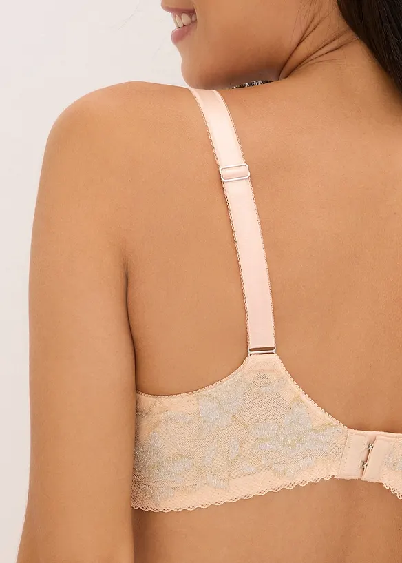Reggiseno minimizer con ferretto e pizzo oglitterato bicolore, bonprix