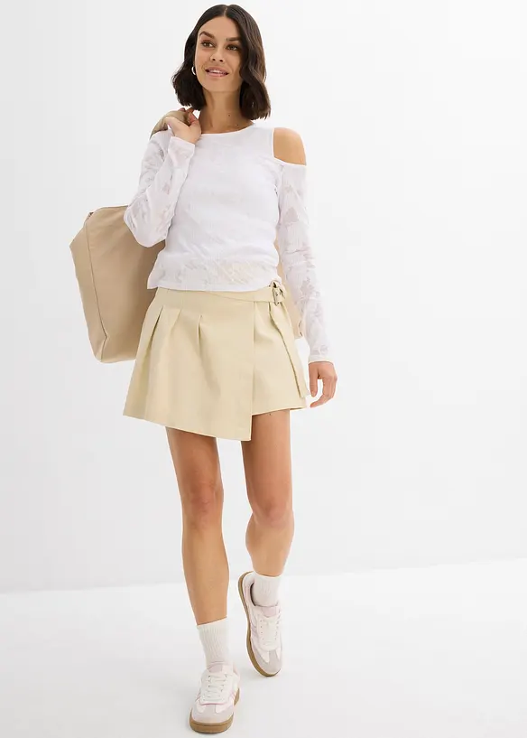 Maglia monospalla con effetto devoré, bonprix