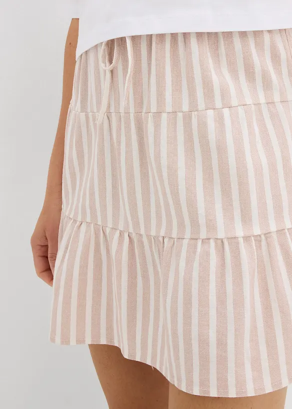 Gonna a balze in misto lino vaporoso, bonprix