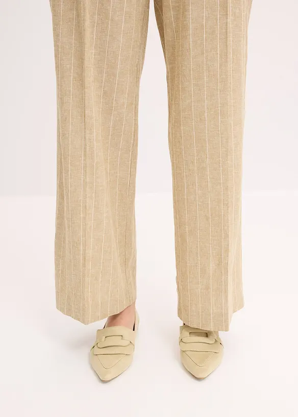 Pantaloni con pinces in misto lino, bonprix