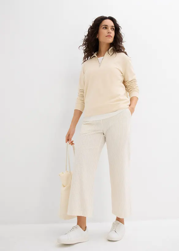 Pantaloni a palazzo in seersucker, lunghezza 7/8, bonprix