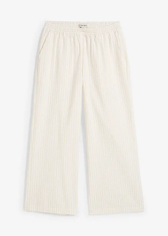 Pantaloni a palazzo in seersucker, lunghezza 7/8, bonprix