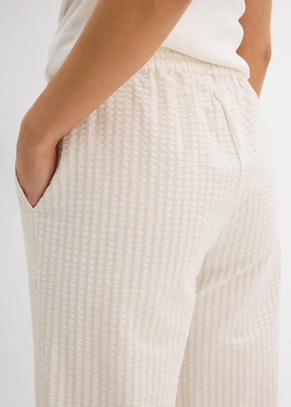 Pantaloni a palazzo in seersucker, lunghezza 7/8, bonprix