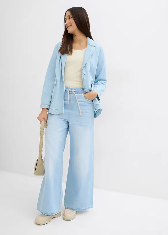 Jeans wide leg con cinta comoda, vita media, bonprix