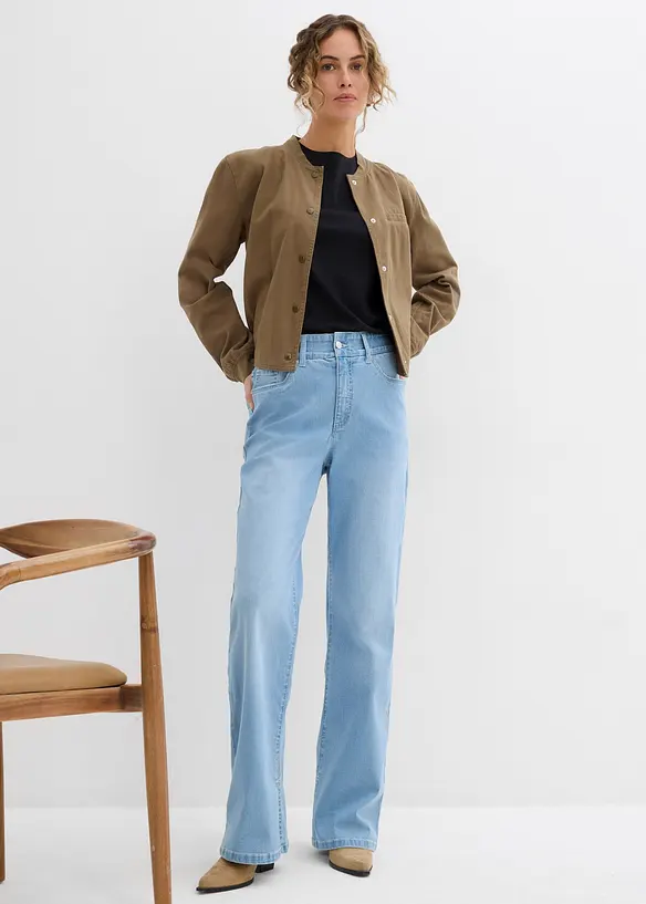 Jeans straight con spacco, vita alta, bonprix