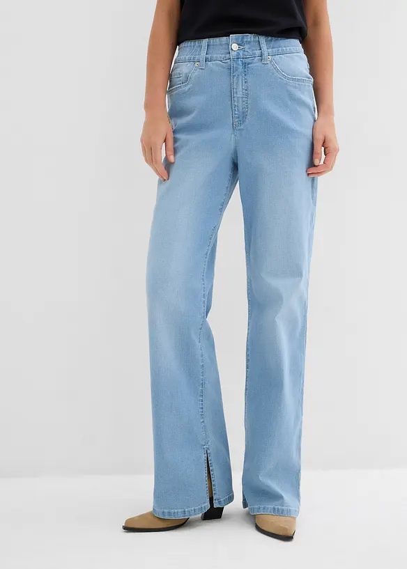 Jeans straight con spacco, vita alta, bonprix