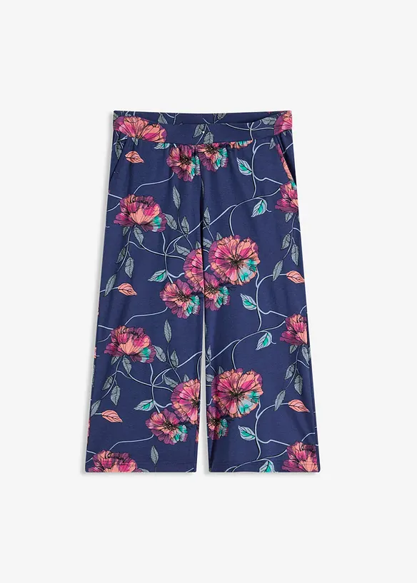 Pantaloni culotte da pigiama in misto cotone e viscosa con tasche, bonprix