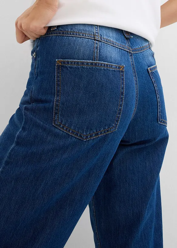 Baggy jeans cropped ultra morbidi, vita media, bonprix