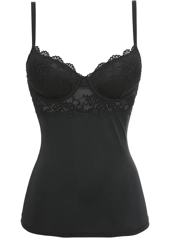 Canotta con reggiseno integrato in microfibra liscia, bonprix