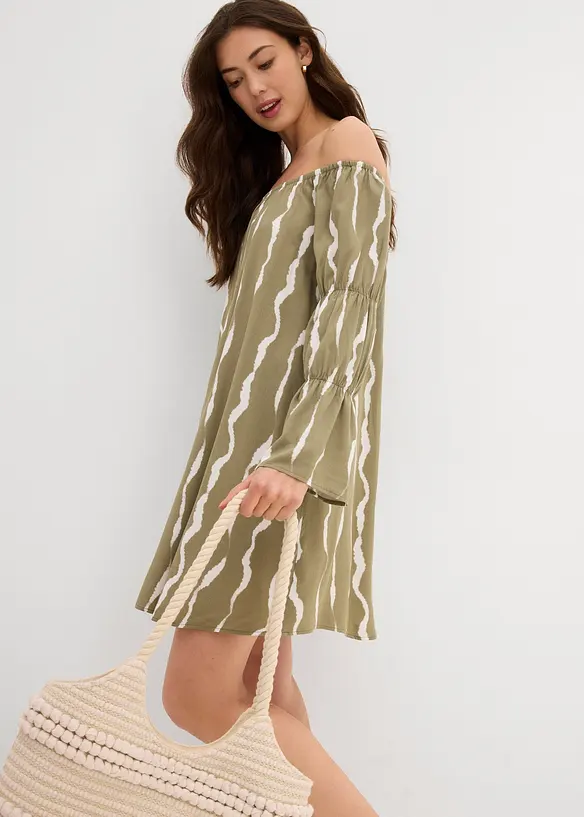 Abito con spalle scoperte in viscosa fluente, bonprix
