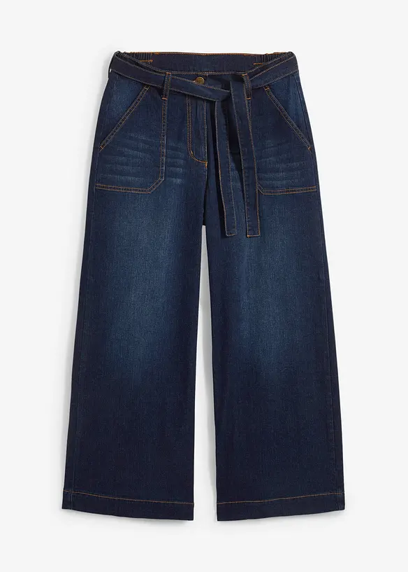 Jeans wide leg cropped con cinta comoda, vita alta, bonprix