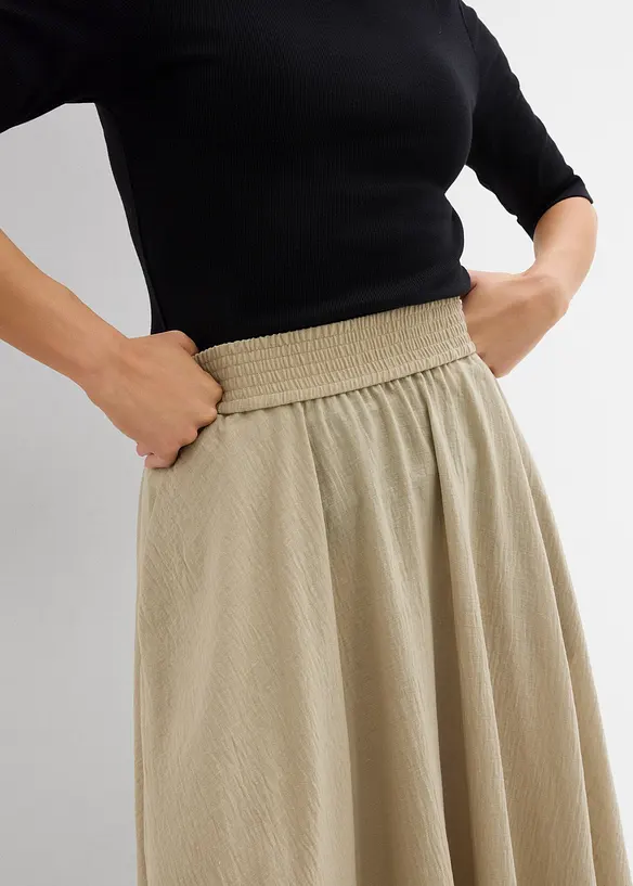 Gonna midi con cinta comoda, bonprix