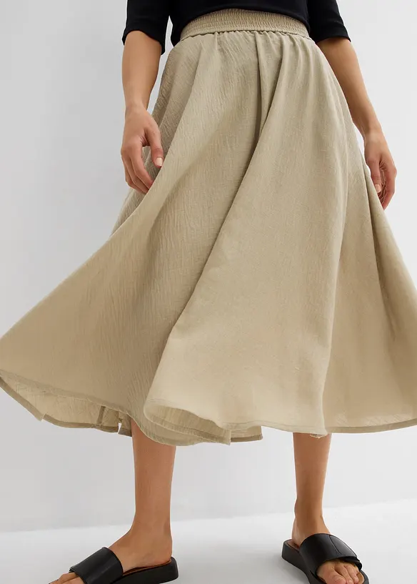 Gonna midi con cinta comoda, bonprix