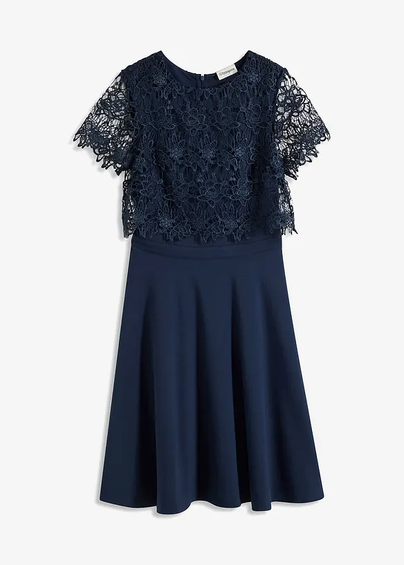 Abito midi con pizzo, bonprix